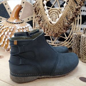 El Naturalista Women 8.5/39 Angkor N917 Ankle Boot Leather Laces Black Stitching